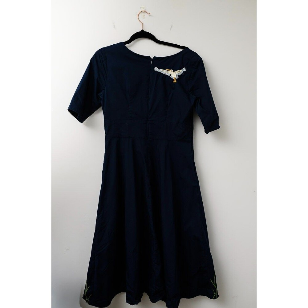 Wayward Fancies eShakti M 10 Blue maxi dress embroidered birds flowers event - Picture 2 of 8